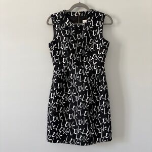 Kate Spade Black White Mindy LOVE Graffiti Print Sleeveless Shift Dress 4